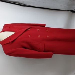 di Benedetto vintage red Cashmere Wool Nylon long coat-sz 14